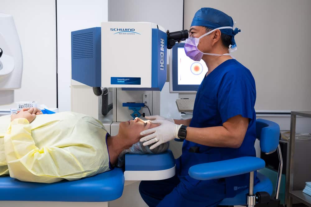 Preparing Patient for LASIK eye surgery on the Gold Coast