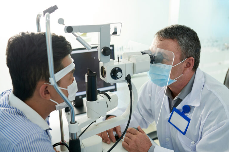Ophthalmologist Checking Dry Eyes of Patient