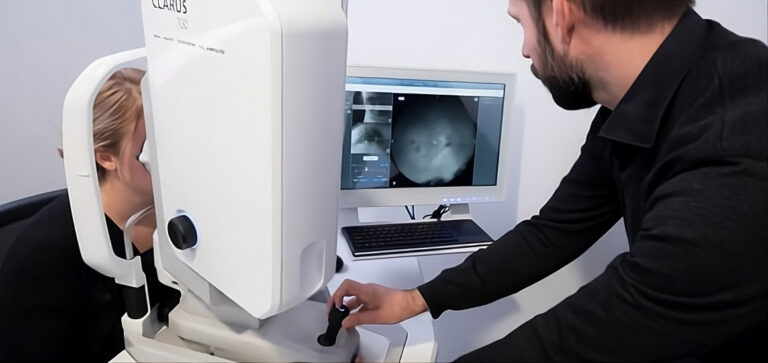 Opthalmologist Checking Patient with Diabetic Retinopathy