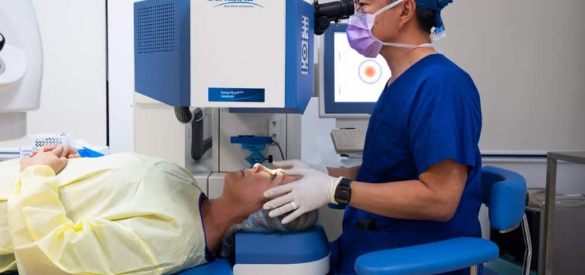Preparing Patient for LASIK eye surgery on the Gold Coast